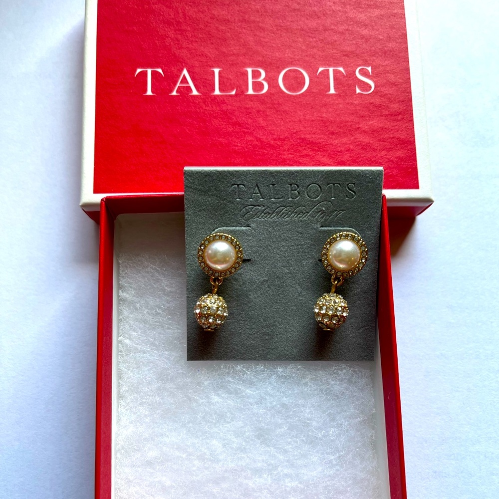 Talbots faux pearl and glass earrings. New